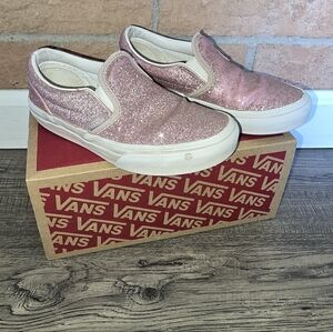 Vans Kids Glitter Pink Slip-On Shoes